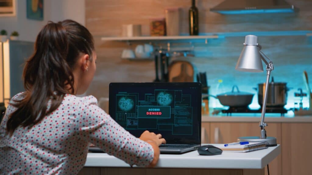Nervous hacker failing hacking company system